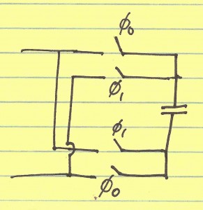capacitor with alternating switches on each side